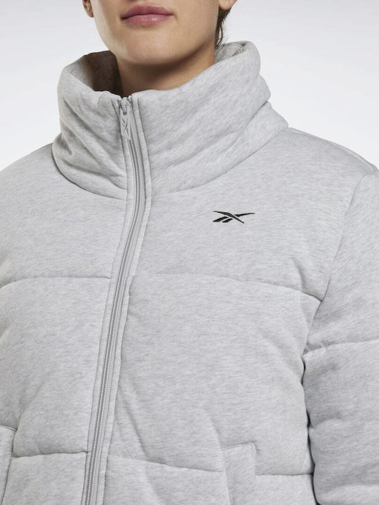 Studio Κοντό Γυναικείο Puffer Μπουφάν για Χειμώνα Light Grey Heather