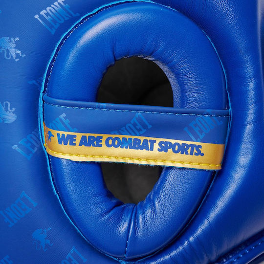 Leone DNA Adult Open Face Boxing Headgear Synthetic Leather Blue