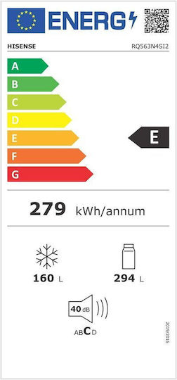Hisense 454lt Total NoFrost Î181xL79.4xA70cm. Inox RQ563N4SI2