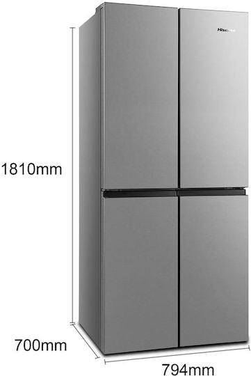 Hisense 454lt Total NoFrost Î181xL79.4xA70cm. Inox RQ563N4SI2