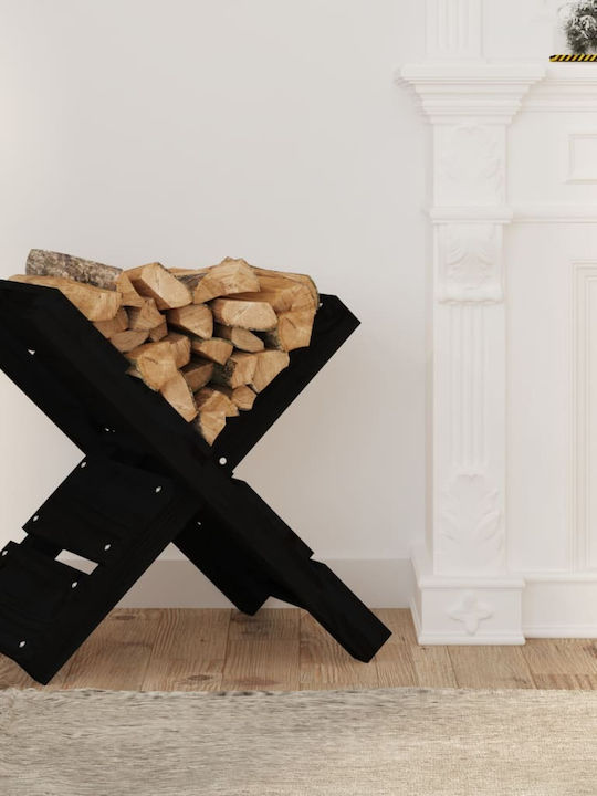 vidaXL Wooden Firewood Shelf 47x39.5x48cm Black
