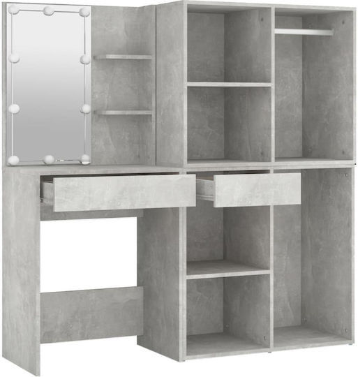 Bodenstehende Schminktisch Schlafzimmer Holz Grau Beton mit Spiegel 60x40x140cm