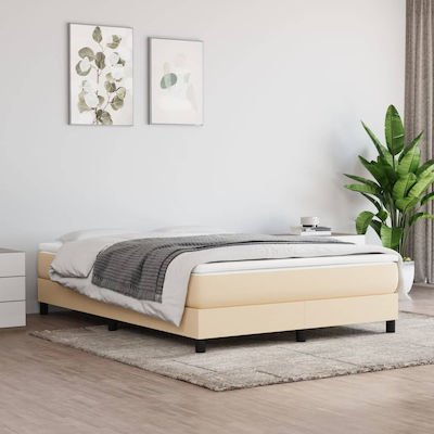 Boxspring Bed Base Double made of Wood Cream 140x200cm.