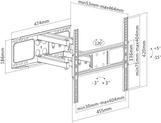 Manhattan 461344 Επιτοίχια έως 55" και 40kg
