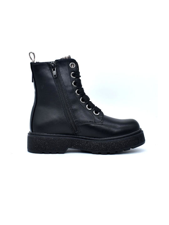 Asso Kids Military Boots with Lace Black