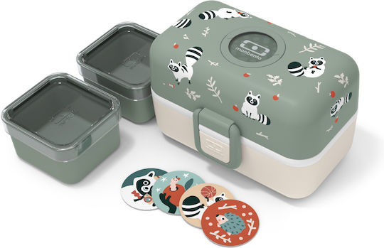 Monbento Raccoon Πλαστικό Παιδικό Δοχείο Φαγητού 0.8lt Πράσινο