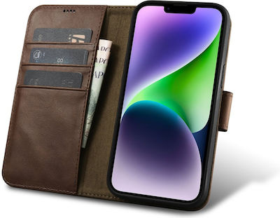 iCarer Oil Wax Anti-RFID Wallet Δερμάτινο Καφέ (iPhone 14 Plus)