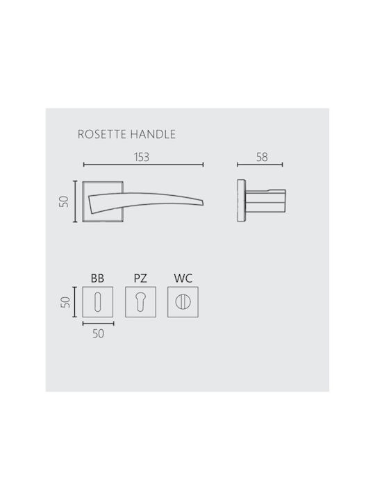 Zogometal Hebel Mittlere Tür mit Rosette Paar mit Rosette Nickel
