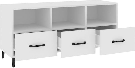 TV-Ständer aus Metall & Holz Weiß M102xT35xH50cm