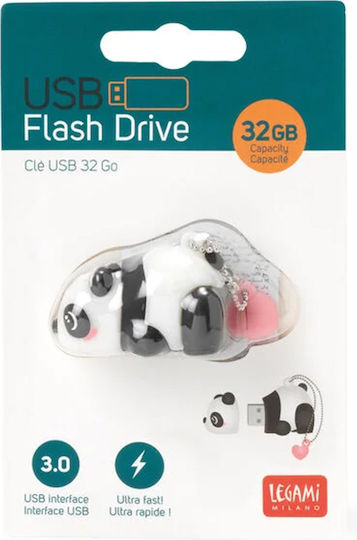 Legami Milano Panda 32GB USB 3.0 Stick Λευκό