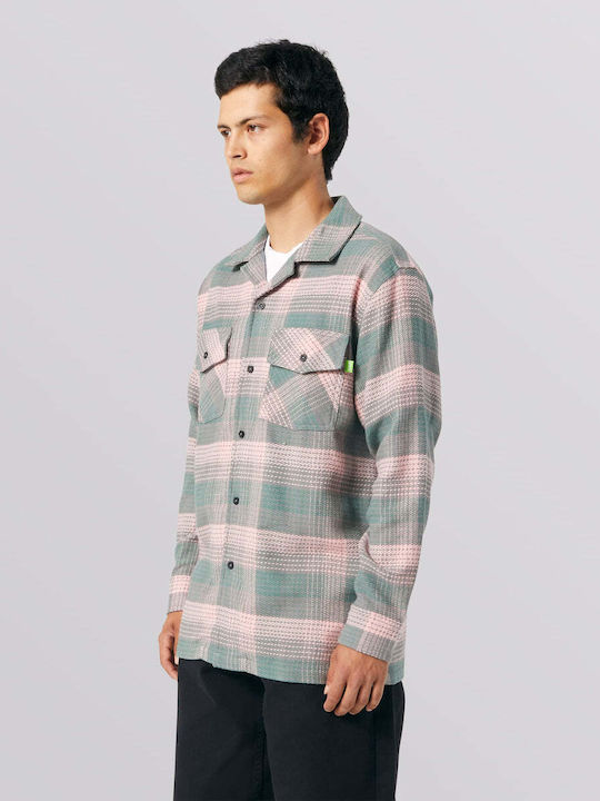 Smash Μακρυμάνικo Φανελένιο Overshirt σε Κανονική Γραμμή Καρό Ροζ
