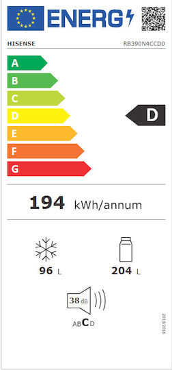 Hisense Kühl-Gefrierkombination 300Es NoFrost H186xB59.5xT59cm. Inox RB390N4CCD0