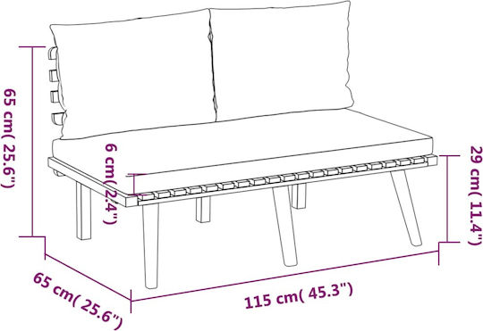 Set Camera De Zi Pentru Exterior 3 Piese Din Acacia Cu Perne