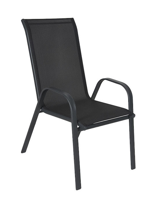 Außenstuhl Metallisch Schwarz 1Stück 56x68x93cm.