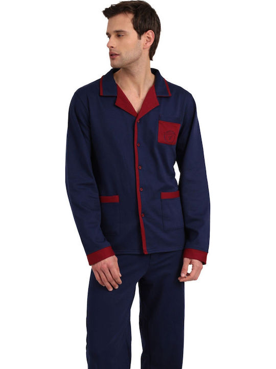 Uomo Men's Winter Pajamas Set Navy Blue