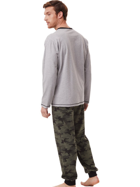 Minerva Brave 90-70937 Men's Winter Cotton Pajamas Set Gray