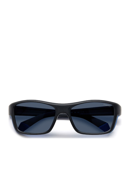 Polaroid Unisex Sunglasses with Black Plastic Frame and Blue Polarized Lens PLD7046S OY4/C3