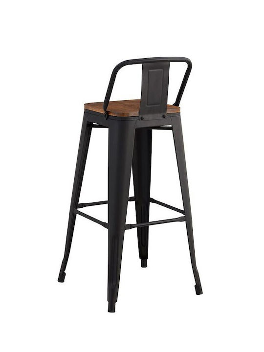 Scaun De Exterior Metalic Relix Negru Extra Matte / Dark Oak 42x42x76cm E5208,1MW