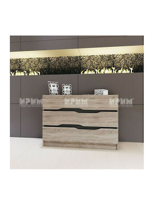 Aphrodite Wooden Chest of Drawers with 3 Drawers Sonoma - Dark Grey 100x38.5x71cm