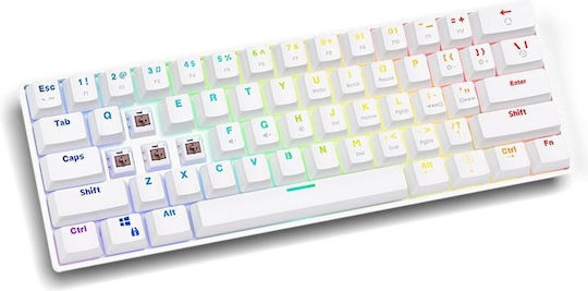 Savio Whiteout Gaming Μηχανικό Πληκτρολόγιο 60% με Outemu Red διακόπτες και RGB φωτισμό (Αγγλικό US) Λευκό