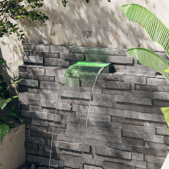 vidaXL Pool Waterfall with LED Lighting 30x21x8cm Silver