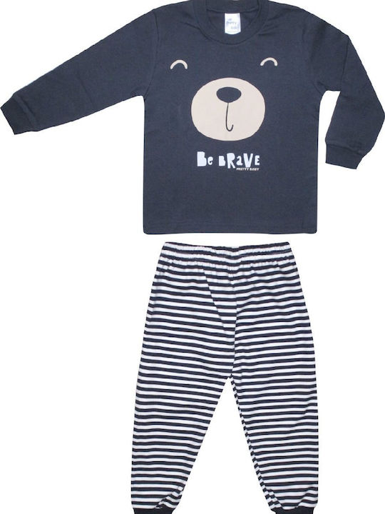 Pretty Baby Set Top & Bottom Kids Winter Pyjamas Navy Blue