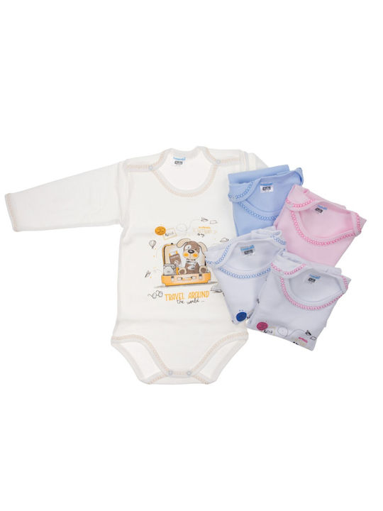 Papillon Kids Baby Bodysuit Underwear Set Long-Sleeved White-Pink