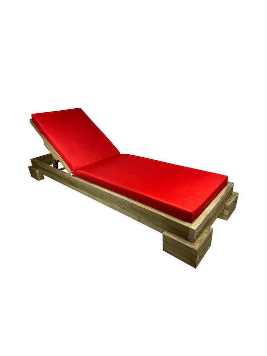 Deckchair Wooden Beige 200x68x14cm.