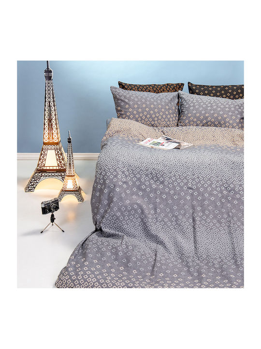 Melinen Sheet Sets Single Flannel with Elastic 100x200+30cm. Boo Anthracite 3pcs