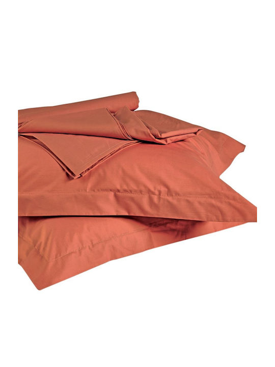 Kentia Bettlaken King Size mit Gummiband 180x200+25cm. True Col 1812 Terracotta