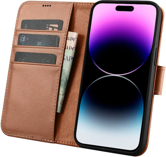 iCarer Anti-RFID Wallet Δερμάτινο Καφέ (iPhone 14 Pro Max)