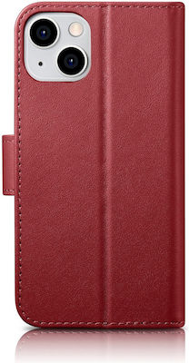 iCarer Anti-RFID Leather Wallet Red (iPhone 14)