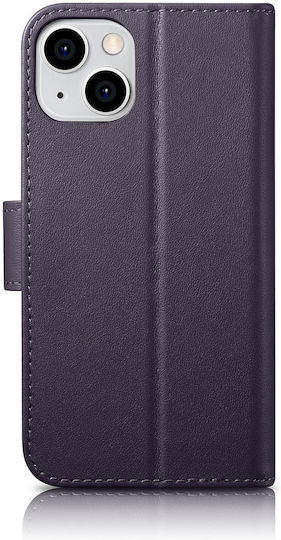 iCarer Anti-RFID Brieftasche Leder Dark Purple (iPhone 14)