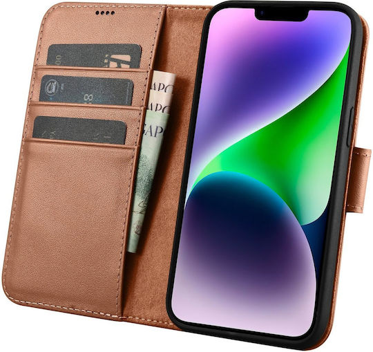 iCarer Anti-RFID Brieftasche Leder Braun (iPhone 14 Plus)