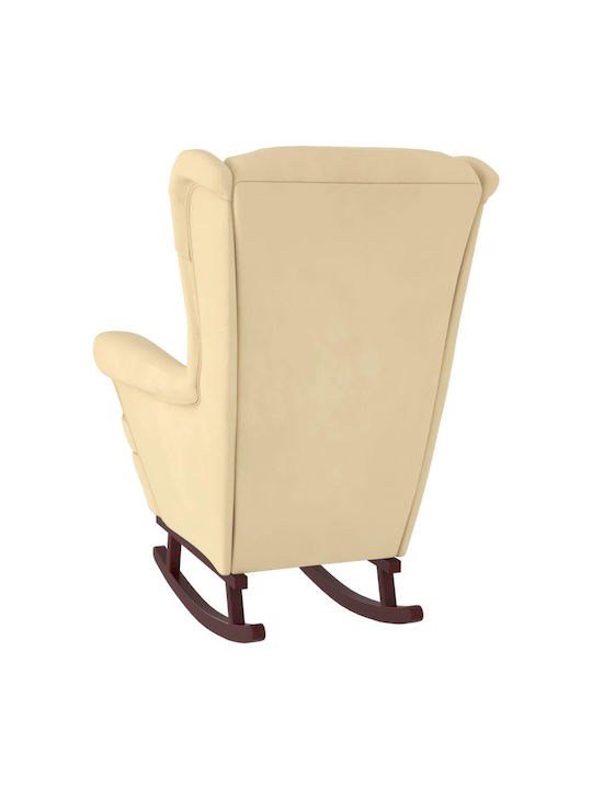 Schaukelstuhl mit Fußhocker Samt Cream 78x93x97cm