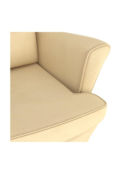 Schaukelstuhl mit Fußhocker Samt Cream 78x93x97cm