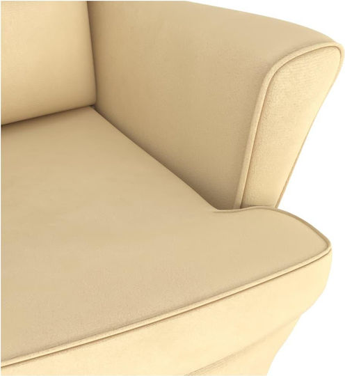 Schaukelstuhl mit Fußhocker Samt Cream 78x93x97cm