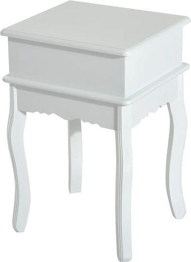Wooden Bedside Table White 40x35x60cm