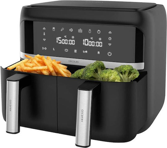 Cecotec Cecofry Advance Double Heißluftfritteuse mit Doppel-Abnehmbarer Korb 9Es Schwarz