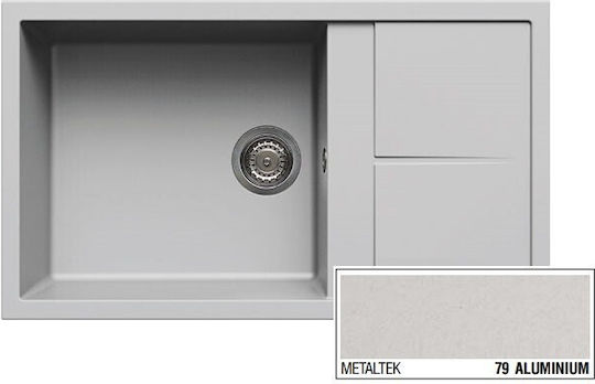Elleci Unico 410 Metaltek LMU41079 Drop-In Spüle aus Verbundgranulat B86xT50cm Aluminium