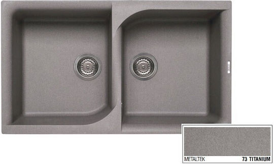 Elleci Ego 450 Metaltek LME45073 Drop-In Sink Synthetic Granite W86xD50cm Titanium
