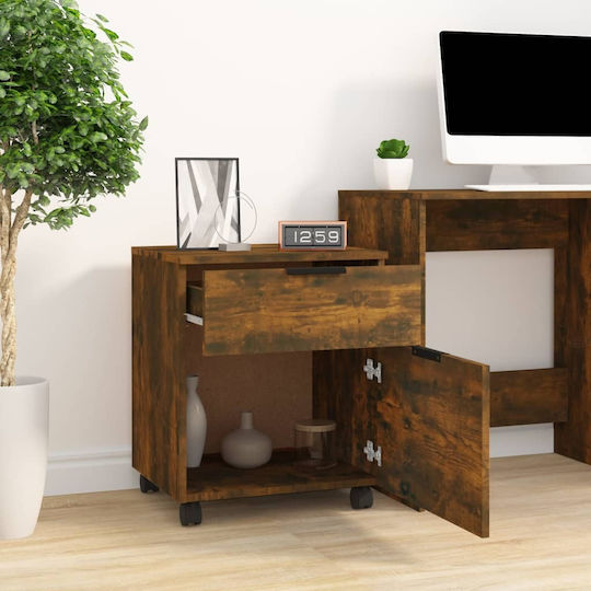 Büroaufbewahrungsschublade aus Holz mit Rädern Rauchfichte 45x38x54cm