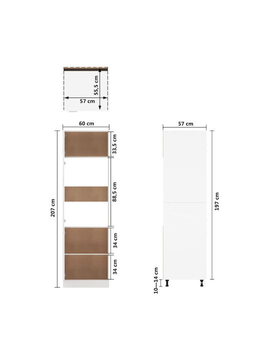 Küchensäule Braun 60x57x207Stück