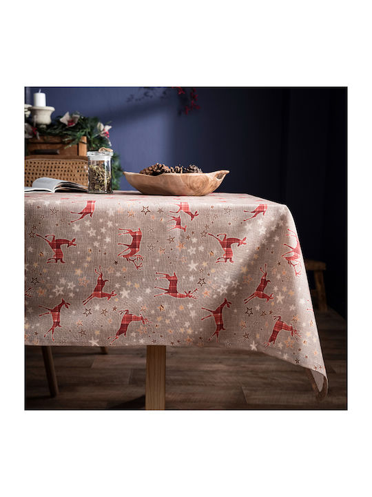 Gofis Home Weihnachtlich Tischtuch Stoff Beige L220xB135cm.