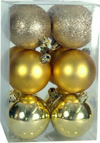 Hängendes Kugel Ornament Ornament Gold 6cm Set 12Stück