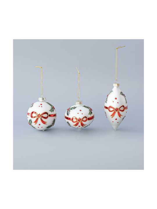 Eurolamp Christmas Glass Set Ornaments White 13cm 4pcs