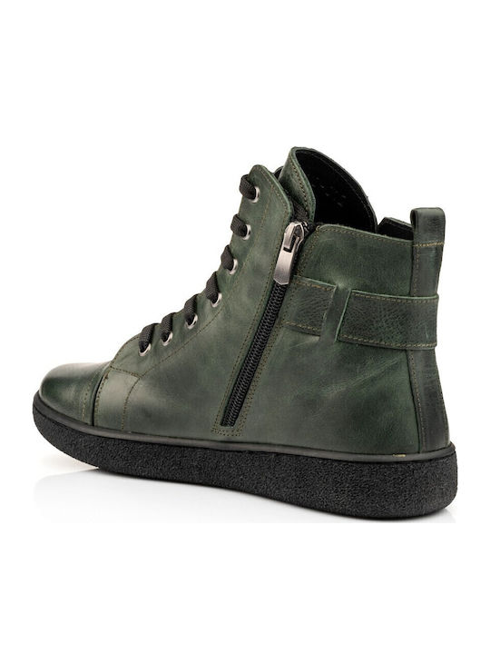 Leather Women's Ankle Boots Khaki