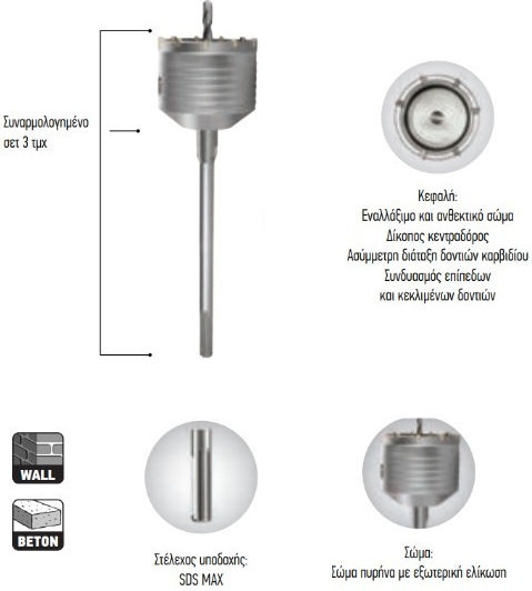 FFG SDS Hole Saw with Diameter 90mm for Concrete and Brick M22