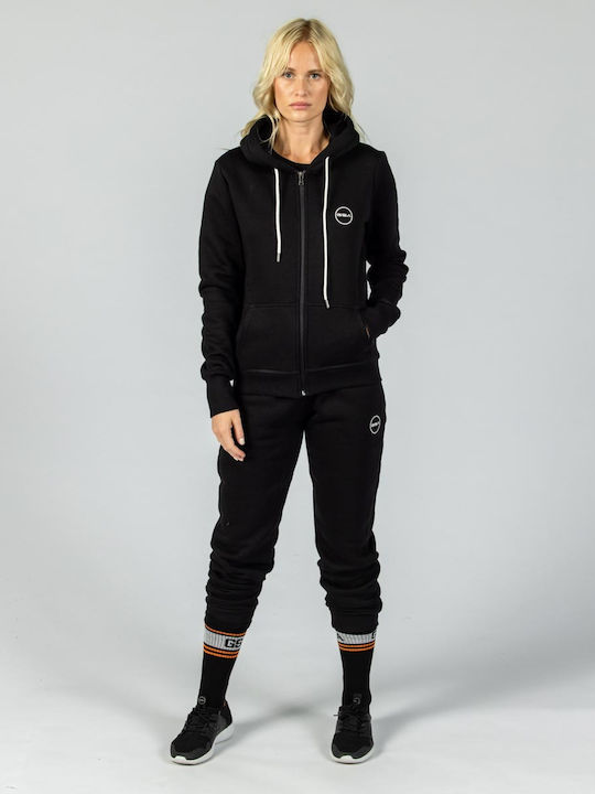 Damen Sweatshirtjacke Kapuzen Schwarz