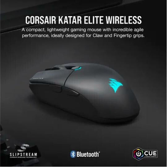 Corsair Katar Elite Безжична RGB Геймърска Мишка 26000 DPI Черен